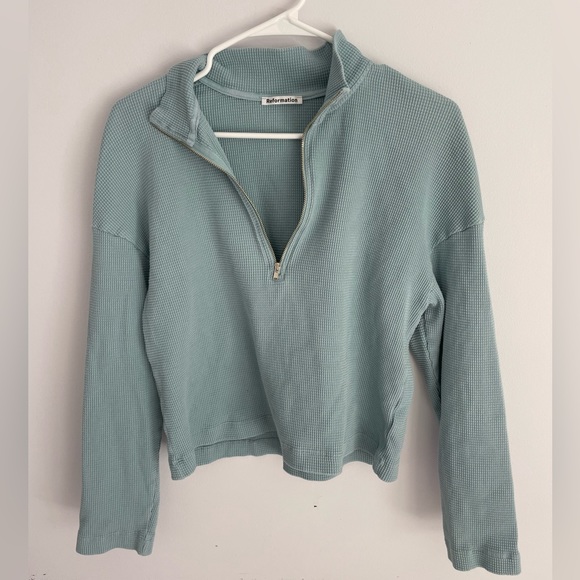 Reformation Tops - Reformation blue waffle quarter zip